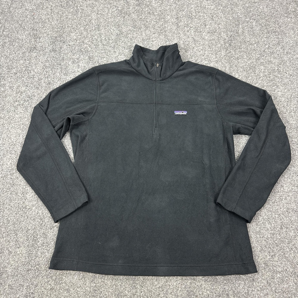 Patagonia Pullover Mens Large Black Fleece 1/4 Zip Hiking Outdoor Thermal Top